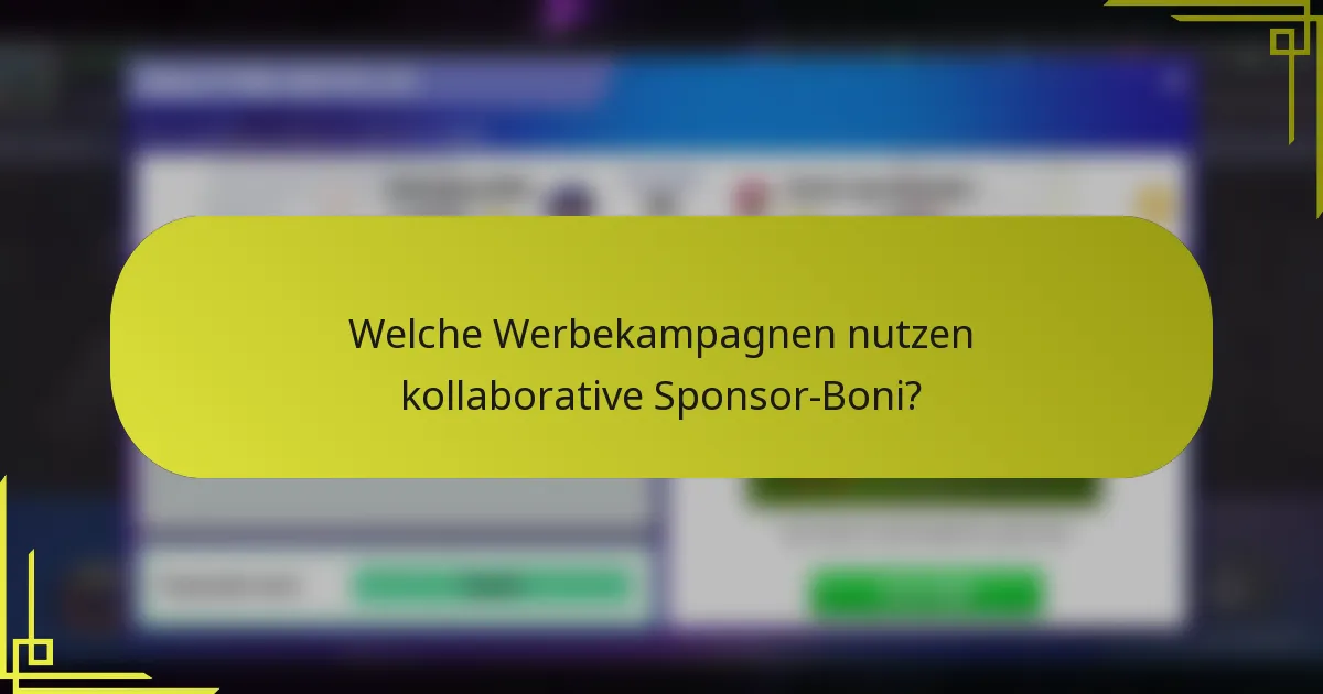 Welche Werbekampagnen nutzen kollaborative Sponsor-Boni?